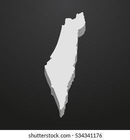 Israel map in gray on a black background 3d