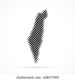 Israel map in halftone. Dotted illustration isolated on a white background.
Vector illustration.