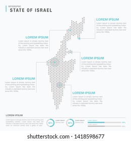Israel map infographics with abstract pixelated dot pattern on white background. Stylized map concept with elementsl. - Vector illustration