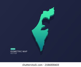 Israel map of isometric green gradient vector illustration.