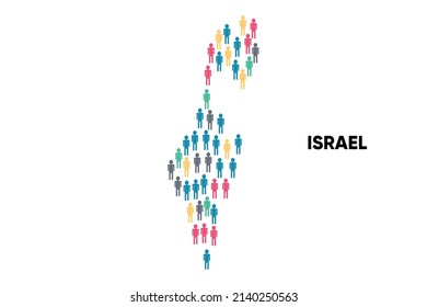 Israel Map made by a group of people, Population. Globalization. People from different countries