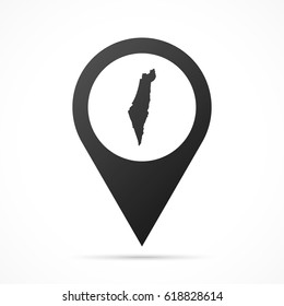 Israel Map on location pin. Map pointer isolated on a white background.
Conceptual vector illustration.
