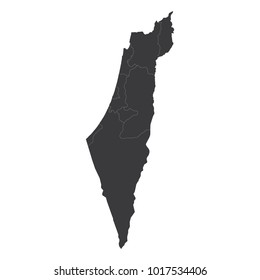 Israel map on white background vector, Israel Map Outline Shape Black on White Vector Illustration, High detailed black illustration map -Israel.