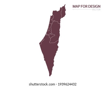 Israel map on white background vector illustration.