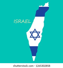 Israel map painted in the color of the flag