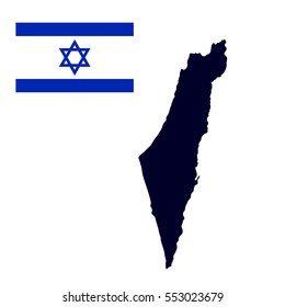 Israel map painted in the color of the flag.