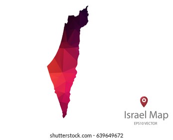israel map polygon colorful vector illustrator eps10
