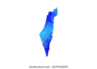 Israel map - Polygon Style Vector Illustration in Blue Gradient, Low Poly Geometric Design, Isolated on White Background, Perfect for Infographics, Education, and Modern Presentations.