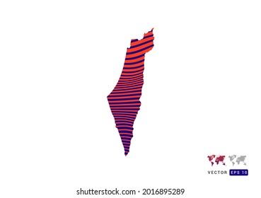 Israel map red and blue of abstract with dynamic waves vector.
