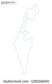 israel map with regions vector line illustration on white background