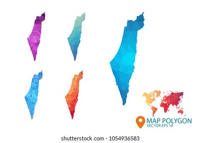 Israel Map - Set of geometric rumpled triangular low poly style gradient graphic background , Map world polygonal design for your . Vector illustration eps 10.