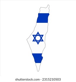 Israel Karte Silhouette mit Flagge einzeln auf weißem Hintergrund
