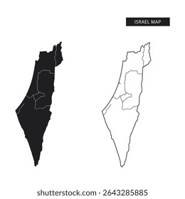 "Israel Map Silhouette and Outline – Editable Vector Map for Educational and Political Projects"