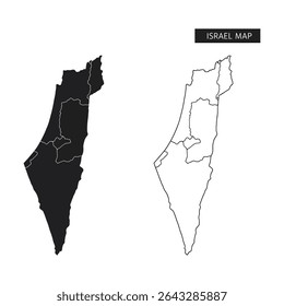 "Israel Map Silhouette and Outline – Editable Vector Map for Educational and Political Projects"