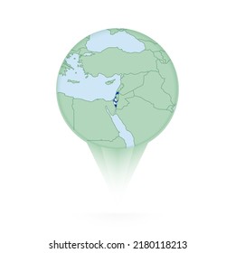 Israel Karte, stilvolles Ortssymbol mit israelischer Karte und Flagge. Green Pin Symbol.