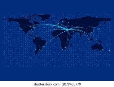 Israel map for technology or innovation or export concepts. Connections of the country to major cities around the world. File is suitable for digital editing and prints of all sizes.