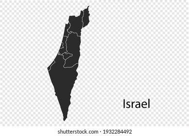 Mapa israelí vector, color negro. aislado en fondo transparente