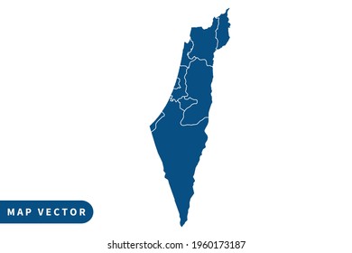 Israel map vector, blue color . on white background. vector eps 10.
