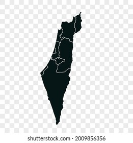 Israel map vector. dark color. isolated on transparent background.