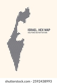 Israel Map Vector Hexagonal Halftone Pattern Isolate On Light Background. Hex Texture in the Form of a Map of Israel. Modern Technological Contour Map of Israel for Design or Business Projects