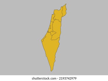 Israel map vector, Isolated on gray background
