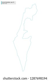 israel map vector line illustration on white background