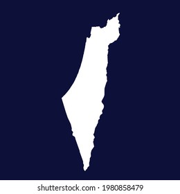 Mapa vector de Israel. color blanco sobre fondo azul.