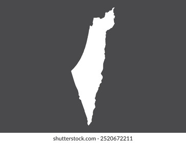 Israel map vector, white color, No isolated on dark background