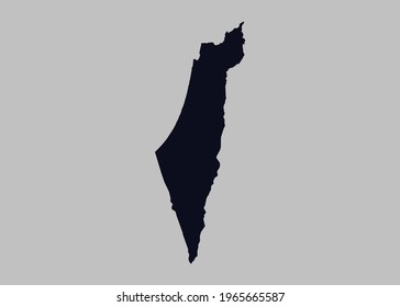 Israel map vector,Not isolated blue color on gray background