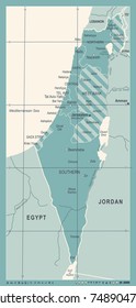 Israel Map - Vintage Detailed Vector Illustration