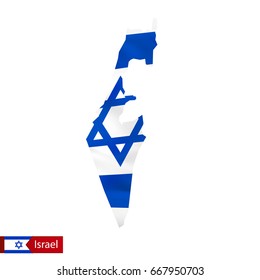Israel map with waving flag of country. Vector illustration.