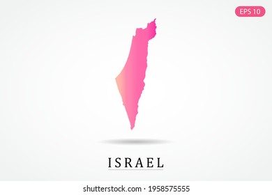 Israel Map - World Map International vector template with Pink gradient color isolated on white background - Vector illustration eps 10