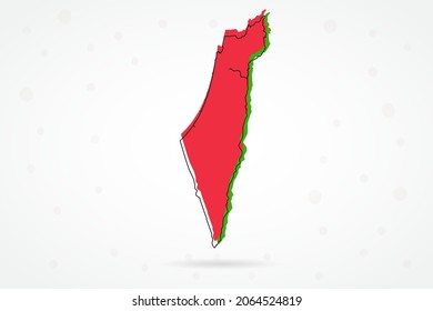 Mapa de Israel - Mapa Mundial Plantilla vectorial internacional con esbozo rojo, verde y negro aislado en fondo blanco - Ilustración vectorial 10