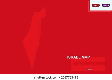 Israel Map - Weltkarte Internationale Vektorvorlage mit roter Farbe und Skizze einzeln auf rotem Hintergrund für Bildung, Design, Website, Banner - Vektorgrafik eps10