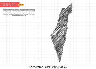 Israel Map - Weltkarte, internationale Vektorvorlage mit schwarzer Skizze und alter Schulart einzeln auf weißem Hintergrund - Vektorgrafik eps10