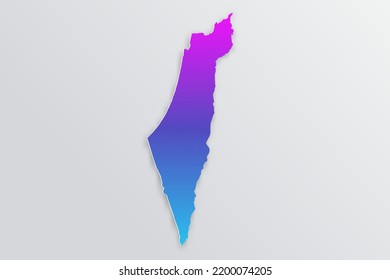 Israel Map - World map International vector template with 3D, paper style including shadow and Gradient blue, purple color on grey background for design, infographic - Vector illustration eps 10