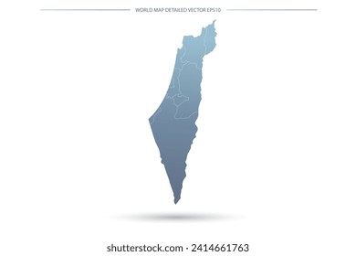 Israel Map - World Map International vector template with High detailed including grey and blue gradient color and white outline color isolated on white background - Vector illustration eps 10