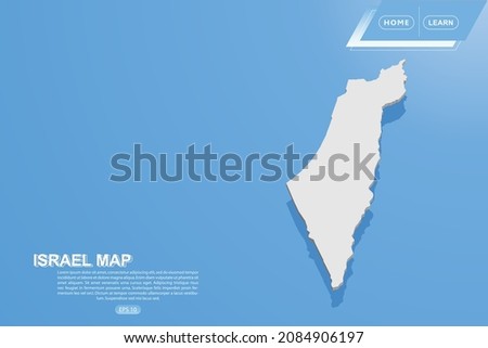 Israel Map - World map International vector template with isometric style including shadow, white color on blue background for design, website, infographic - Vector illustration eps 10