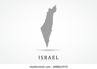 Mapa de Israel - Plantilla de vector de mapa mundial con puntos negros, cuadrícula, grueso, estilo medio-tono aislado en fondo blanco para educación, infografía, diseño - Ilustración vectorial eps 10