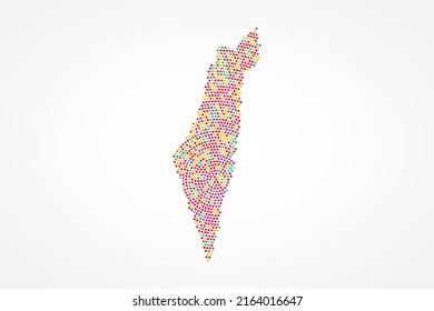 Israel Map - World map vector template with colorful dots, grid, grunge, halftone style isolated on white background for education, infographic, design - Vector illustration eps 10