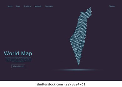 Israel Map - World map vector template with blue dots, grid, grunge, halftone style isolated on dark purple background for website, infographic, technology design - Vector illustration eps 10