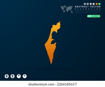 Israel map of Yellow and orange gradient on dark background vector.