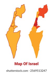 Israel Map Yellow regions orange political map vector