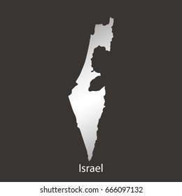 Israel map,border with chrome,metal shine gradient. Vector illustration