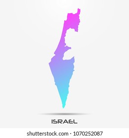 Israel map,border with pink and turquoise gradient. Vector illustration