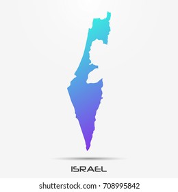 Israel map,border with purple,turquoise gradient. Vector illustration