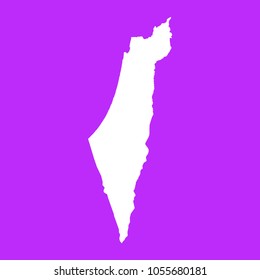 Israel map-White map on purple background. Each city and border has separately. Vector illustration eps 10.