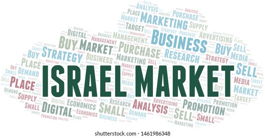 Israel Market word cloud. Vector made with text only