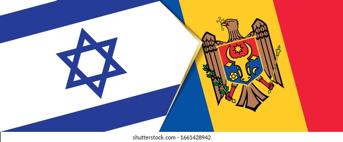 Israel and Moldova flags, two vector flags symbol of relationship or confrontation.