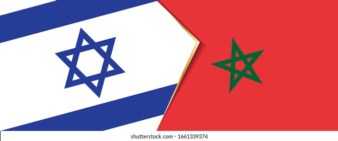 Israel and Morocco flags, two vector flags symbol of relationship or confrontation.